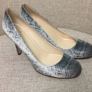 ITALIAN KATE SPADE HEELS PUMPS snake pattern grey and vanilla SHOES
